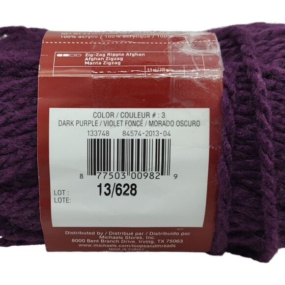 Mixed Lot of 2 Charisma by Loops & Threads Acrylic Yarn Dark Purple #3 Yellow #1 - Picture 8 of 11